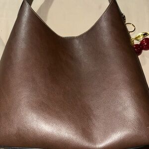 Brown Shoulder Bag with Cherry Charm